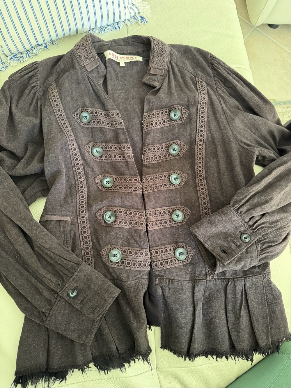 Free People brown military-style buttoned blazer